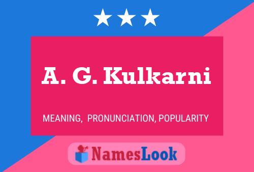 A. G. Kulkarni Namensposter