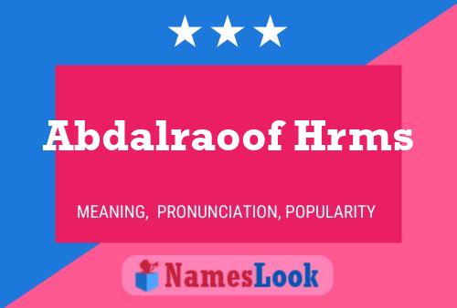 Abdalraoof Hrms Namensposter