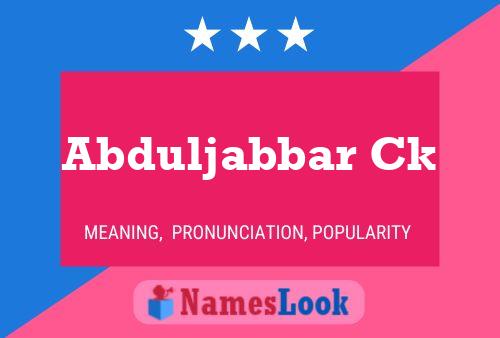 Abduljabbar Ck Namensposter