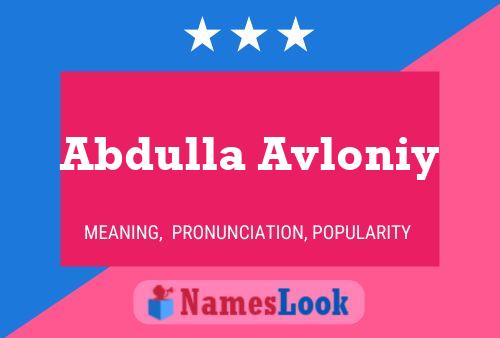 Abdulla Avloniy Namensposter