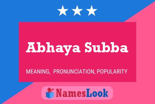 Abhaya Subba Namensposter