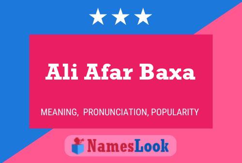 Ali Afar Baxa Namensposter