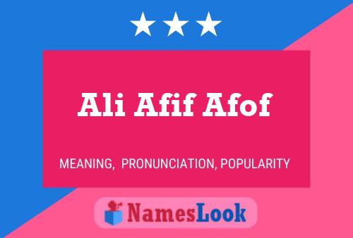 Ali Afif Afof Namensposter