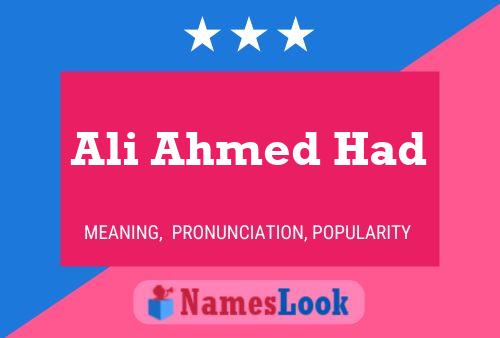 Ali Ahmed Had Namensposter