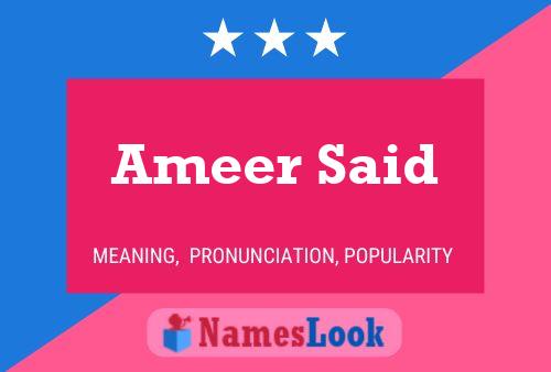 Ameer Said Namensposter