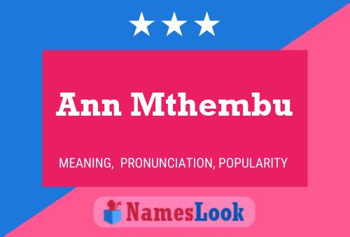 Ann Mthembu Namensposter