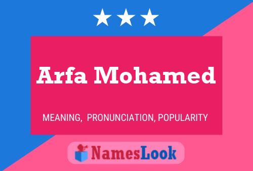 Arfa Mohamed Namensposter