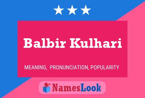 Balbir Kulhari Namensposter