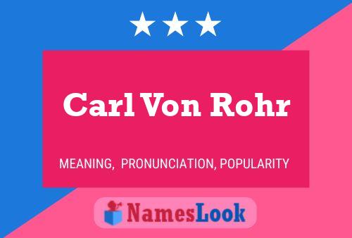 Carl Von Rohr Namensposter