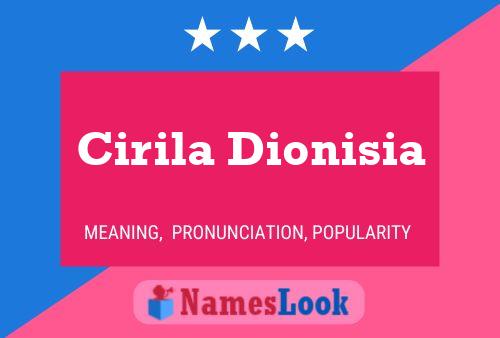 Cirila Dionisia Namensposter