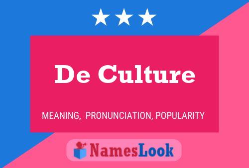 De Culture Namensposter