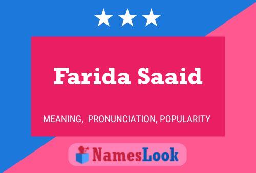 Farida Saaid Namensposter