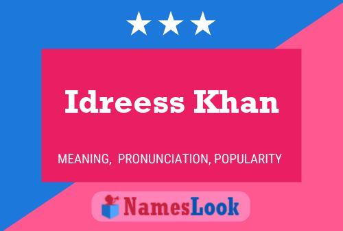 Idreess Khan Namensposter