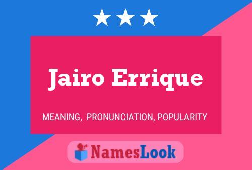 Jairo Errique Namensposter