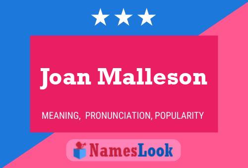 Joan Malleson Namensposter