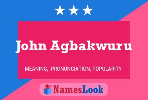 John Agbakwuru Namensposter