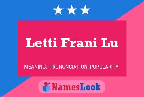 Letti Frani Lu Namensposter