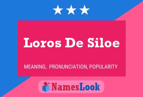 Loros De Siloe Namensposter