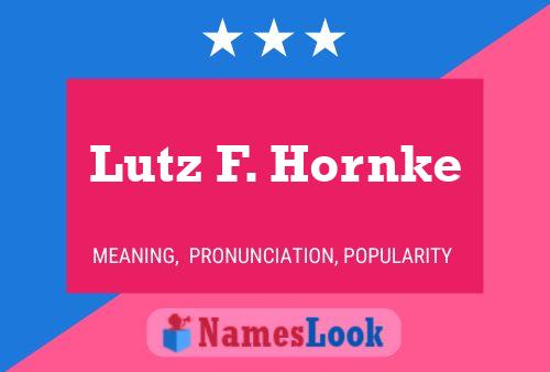 Lutz F. Hornke Namensposter