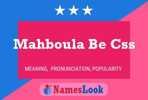 Mahboula Be Css Namensposter