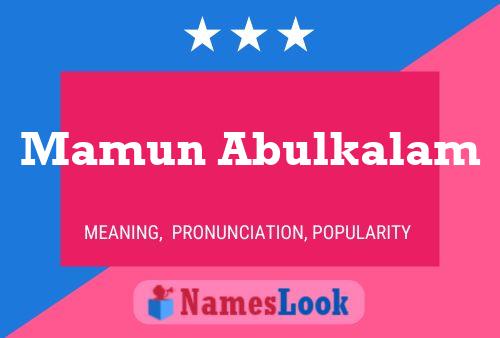 Mamun Abulkalam Namensposter