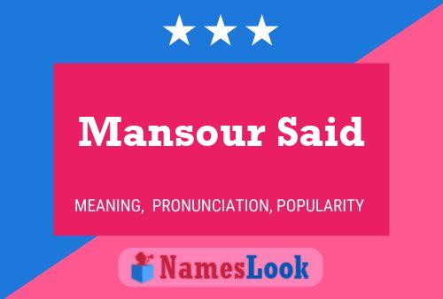 Mansour Said Namensposter