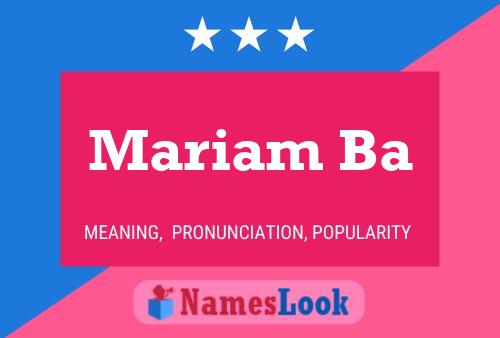 Mariam Ba Namensposter