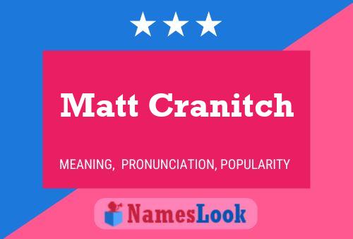 Matt Cranitch Namensposter