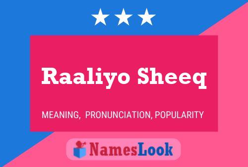 Raaliyo Sheeq Namensposter