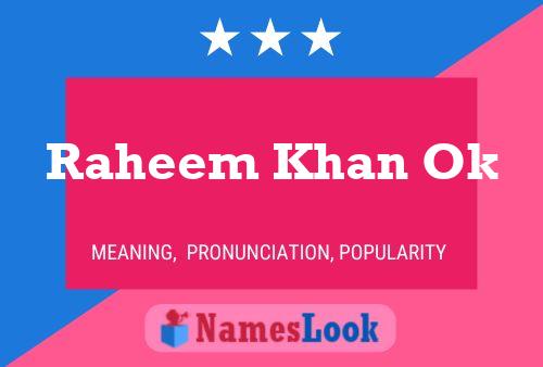 Raheem Khan Ok Namensposter