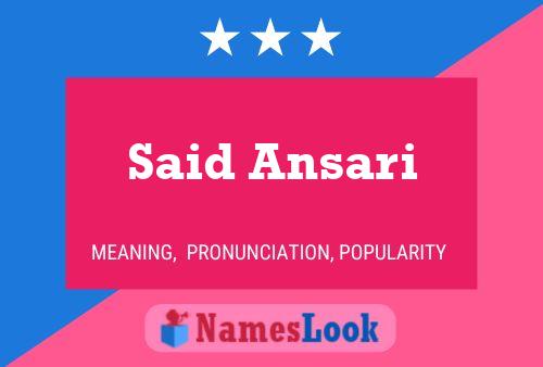 Said Ansari Namensposter