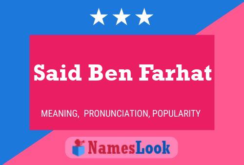 Said Ben Farhat Namensposter