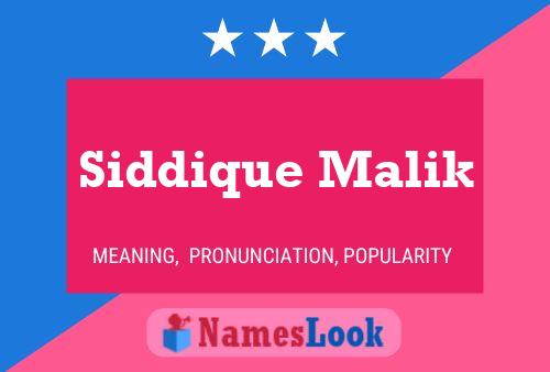 Siddique Malik Namensposter