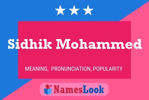 Sidhik Mohammed Namensposter