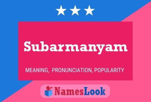 Subarmanyam Namensposter