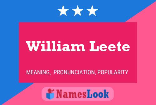 William Leete Namensposter